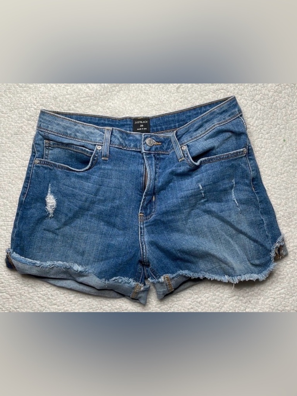 Just Black Denim Jeans Shorts Raw hem Size 29 Distressed